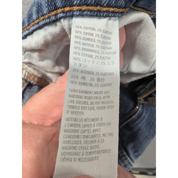 Abercrombie Fitch Jeans Womens SZ 6 Blue Slim Straight Raw Hem Faded Whiskers - Picture 14 of 14